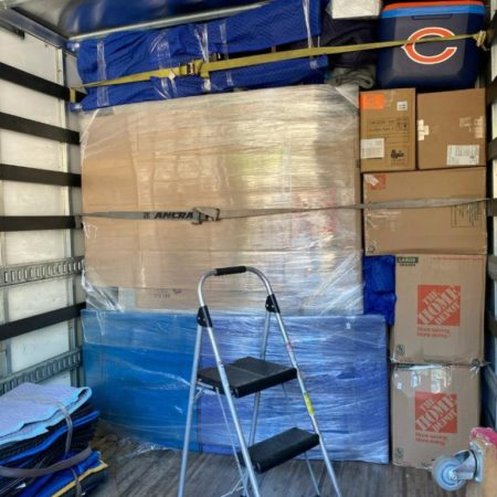 Straps hold the load in place